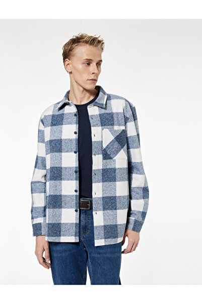 Koton Sheep Wool Blend Buttoned Pocket Detailed Classic Collar Long Sleeve Pl...