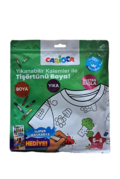 carioca Boyanabilir Tişört-Keçeli 5-6 Yaş Kalem Hediyeli Ln-80007