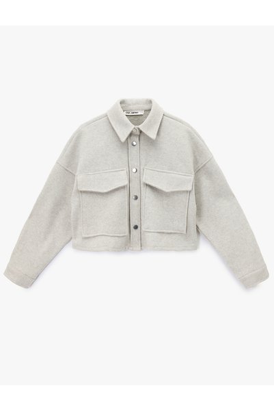 Koton Classic Collar Pocket Detail Long Sleeve Button-Up Shirt Jacket