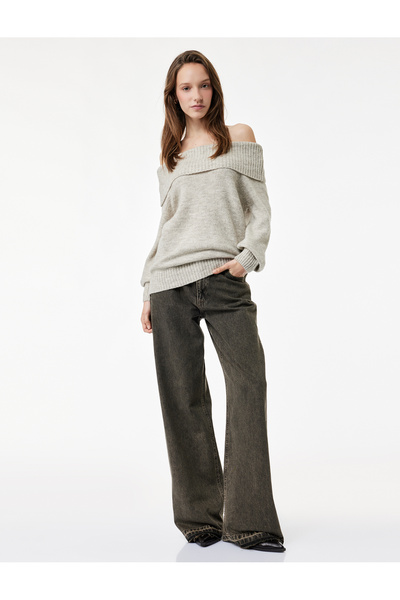 Koton Madonna Collar Off-The-Shoulder Knitwear Sweater