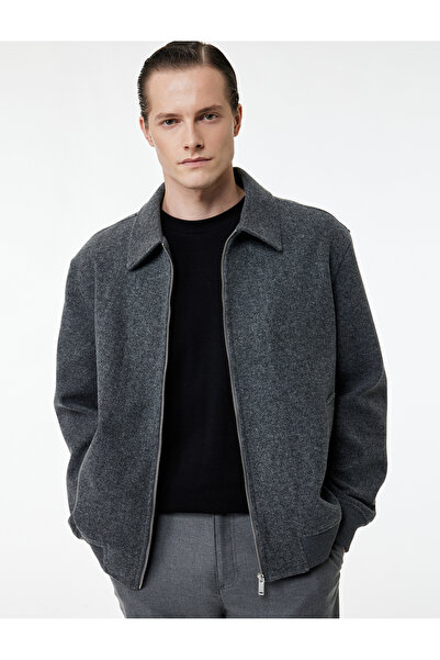 Koton Μακρυμάνικο μπουφάν με φερμουάρ και γιακά πουκάμισου