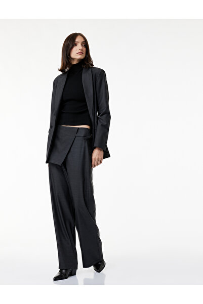 Koton Παντελόνι με τσέπες από μείγμα μαλλιού προβάτου, ψηλόμεσο με φαρδιά φούστα