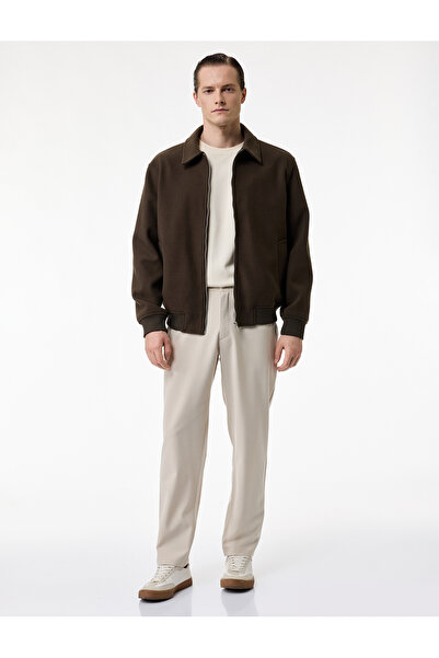 Koton Viscose Blended Pocketed Buttoned Slim Fit Fabric Trousers