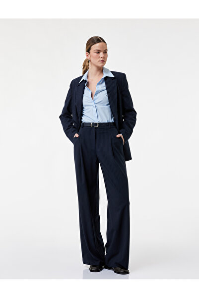 Koton Wide Leg Fabric Baggy Pants with Pocket and Belt Detail