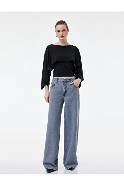 Koton εφαρμοστό Πουλόβερ παντζό με στρογγυλή λαιμόκοψη και μανίκια νυχτερίδας