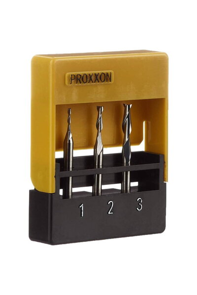 Proxxon Set 3 freze tungsten, 2 caneluri, 27116, 1.0-2.0-3.0mm, ax 3.0mm, Arg...