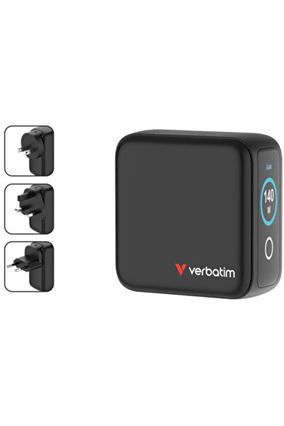 Verbatim Incarcator 30240 Mini GaN cu afisaj, 140W, 3 porturi USB-C, 1 port U...