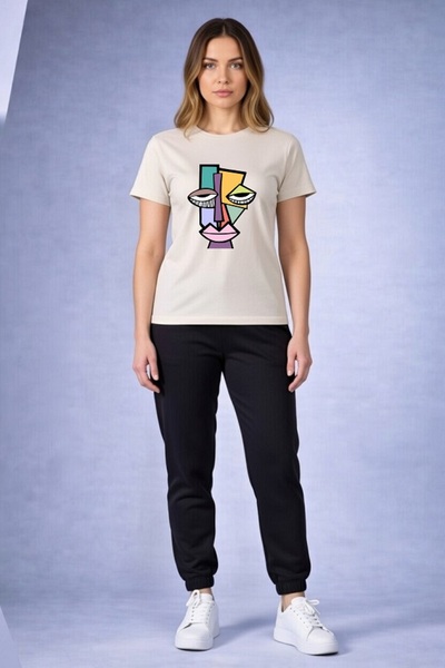 x-compass life Unisex Oversize T-Shirt & Sweatpants Set – Modern Abstract Fac...