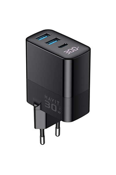 Havit Incarcator priza UCLE001 EU, 2 USB-A, 1 USB-C, 30W, Negru