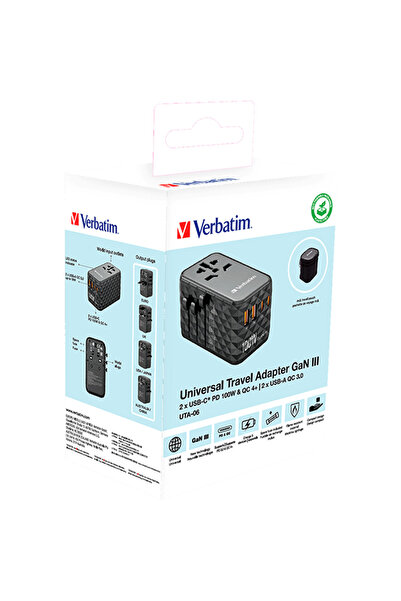 Verbatim Incarcator retea UTA-06 Universal Travel Adapter, 2x USB-C, 2x USB-A...