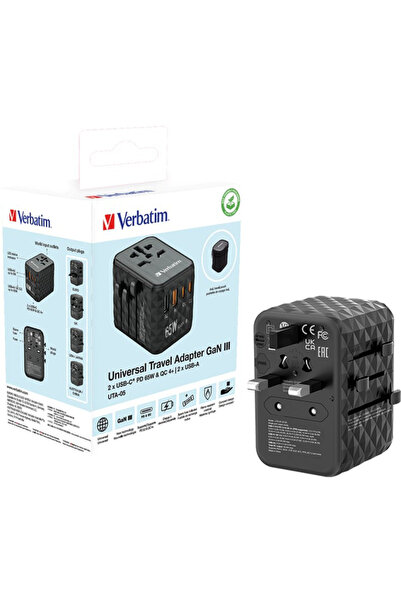 Verbatim Incarcator retea UTA-05 Universal Travel Adapter, 2x USB-C, 2x USB-A...