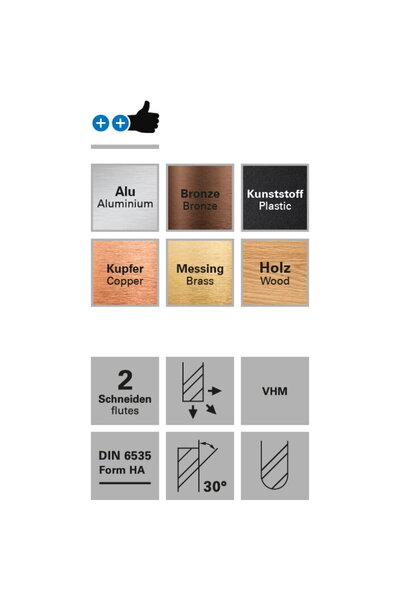 Datron Round-nose cutter, 0068406, two flutes, 6.0x10.0x6.0mm