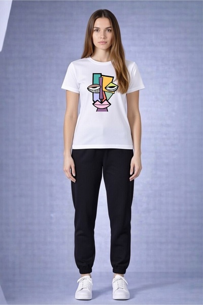 x-compass life Unisex Oversize T-Shirt & Sweatpants Set – Modern Abstract Fac...