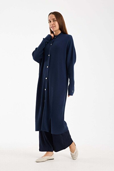 Invee Wool Cardigan Indigo
