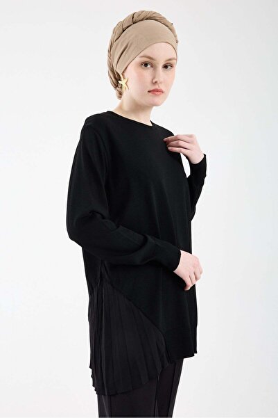 Invee Plisole Knitwear Tunic Black