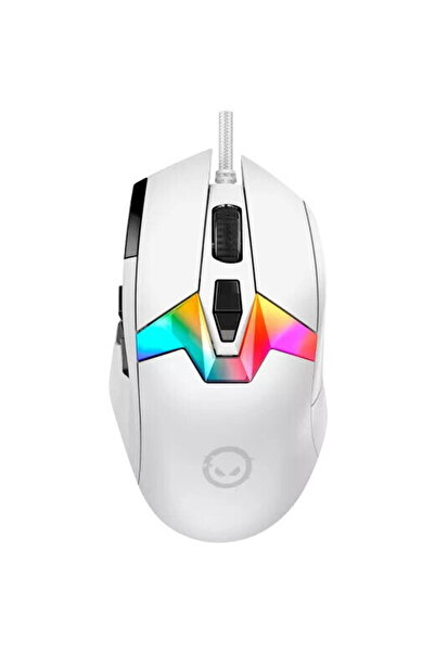 LORGAR Mouse Gaming MSP80, cu fir, USB, RGB, 26000 dpi, Alb