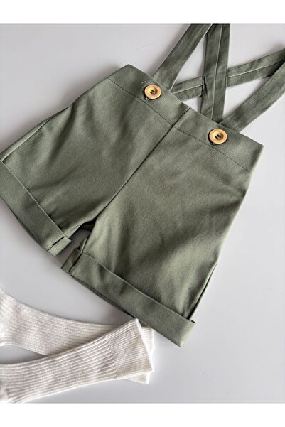 il mio bambino شورت أطفال مصنوع يدويًا من قماش الجبردين القطني مع أشرطة