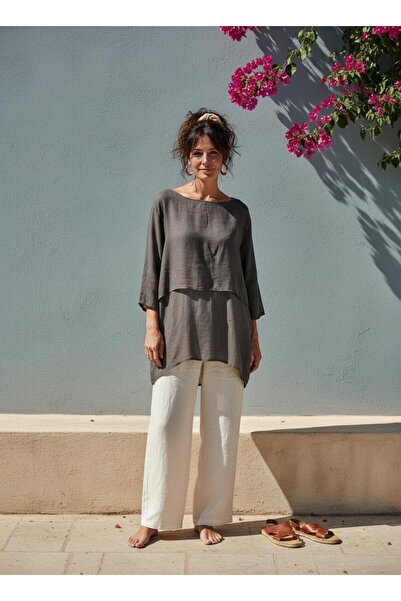 Su Koleksiyon Double Layer Voile Long Sleeve Blouse