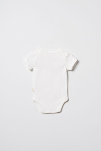 Magu Unisex Bebek Pamuklu Ekru 2'li Kısa Kollu Body Seti - Desenli ve Ayıcık ...