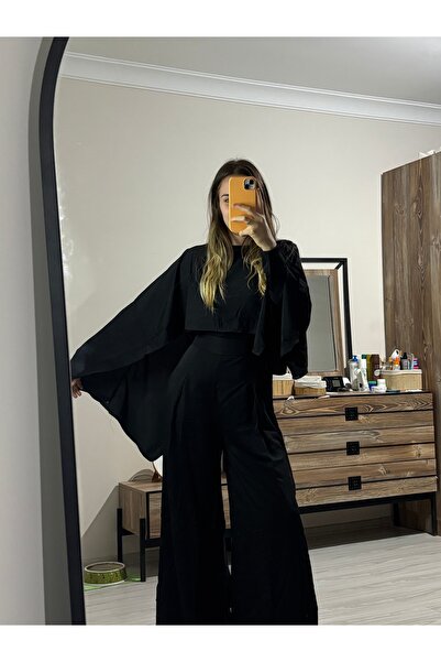 ELA Cool Krep Kumaş İkili Pelerinli Tulum