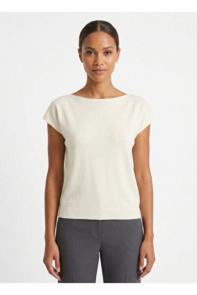 H&A İSTANBUL Women's Boat Neck Short Sleeve Knitwear Blouse