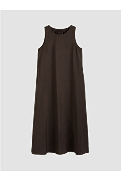 LC Waikiki Lcw Comfortgreen Crew Neck Modal Blend Dress