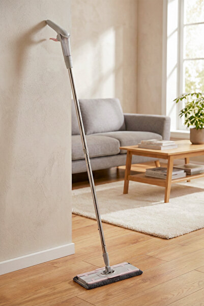 Lavine Mandallı Sprey Mop Mikrofiber Bezli Paslanmaz Çelik Saplı 4XL Bezlerle Kullanıma Uygun