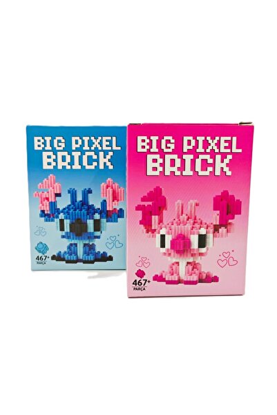 Twins Stars BIG PIXEL BRİCK 2’li Blok Set - Stitch & Angel Figür (934 Parça F...