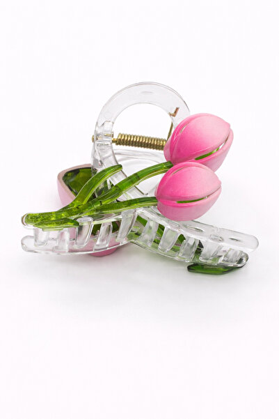 MakeWell Women's Latch Buckle Cherry Figured Transparent Hair Clip Large Size...