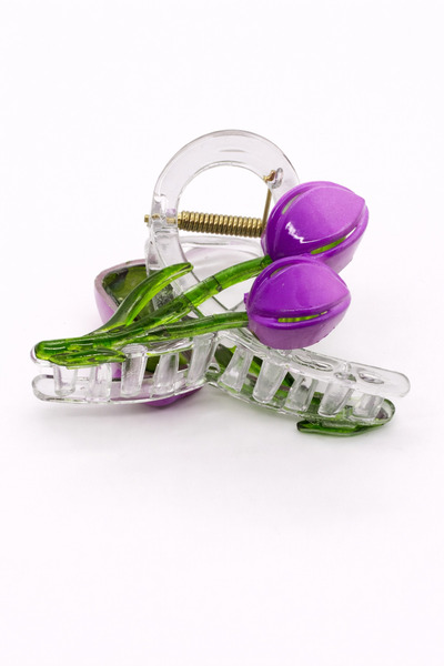 MakeWell Women's Latch Buckle Cherry Figured Transparent Hair Clip Large Size...