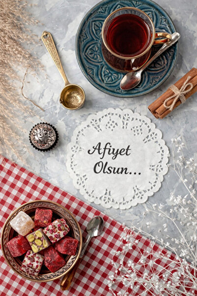 Palo Santo 1 Adet - Dantel Desenli Afiyet olsun baskılı Yuvarlak Kağıt Bardak...