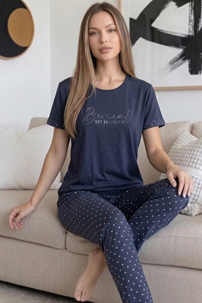 Pijamaevi Set de pijamale pentru femei, cu mânecă scurtă, din bambus, cu mode...