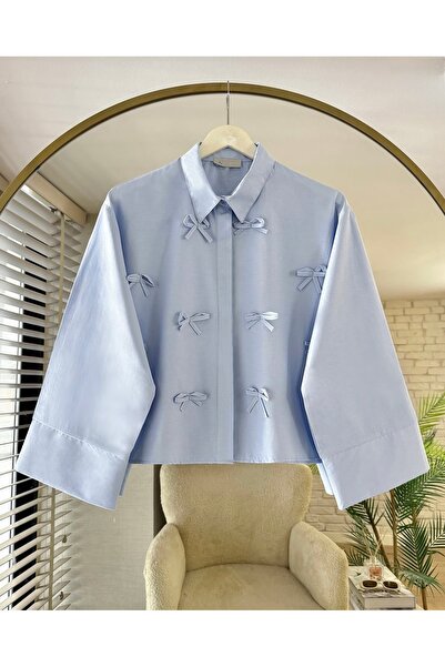 KEVRA Bow Detailed Shirt Top Crop Shirt