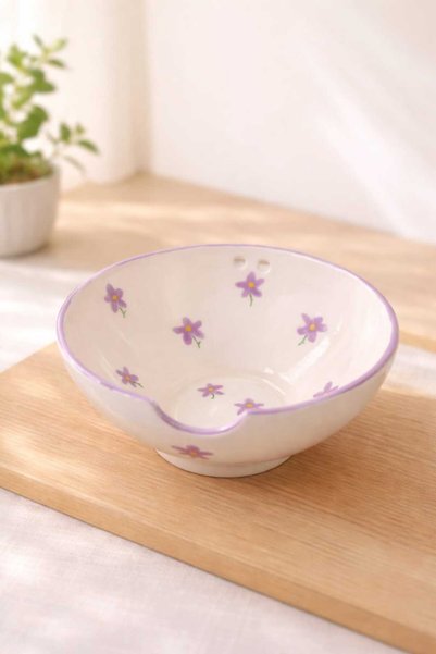 Ceresshop Handmade Sakura Patterned Ceramic Noodle Bowl (Including Coopsti̇k)