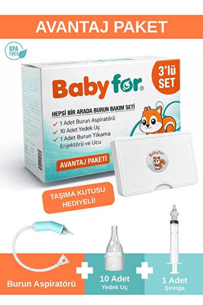 BABYFOR Paket Burun Aspiratörü, 10 Adet Aspiratör Yedek Uç, Enjektör ve Ucu (...