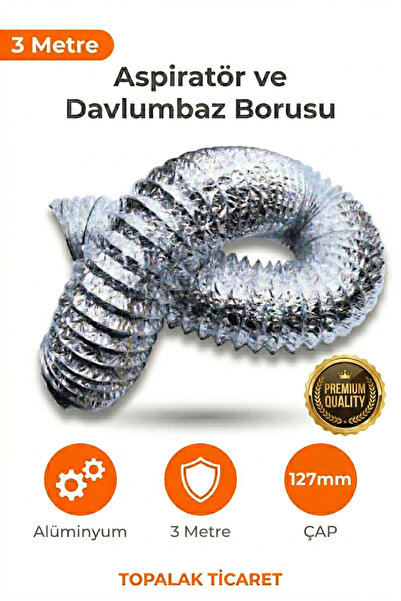 TOPALAKTİCARET Alüminyum Telli Aspiratör Davlumbaz Havalandırma Borusu Tüm Da...