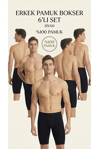 Tutku Elit 6-Piece Men's Long Boxer Briefs Stretchy Cotton