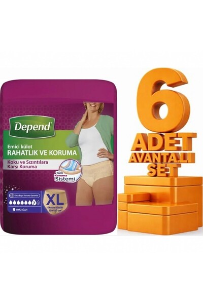 Depend Emici Külot Kadın Ekstra Büyük Boy XL 54 Adet Hasta Bezi