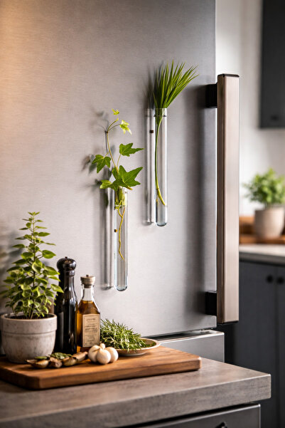 RetroNaut Magnetic Decorative Glass Vase Minimal Refrigerator Mini Vase for P...