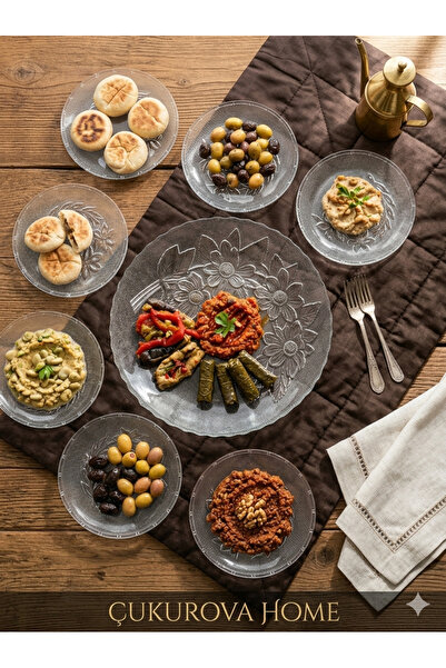 çukurova home 7-Piece Cake Set (30 cm Large Plate) and (17 cm Small Plate)