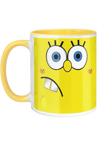 MECKSA Yellow/White Glossy Tea Cup with Initials