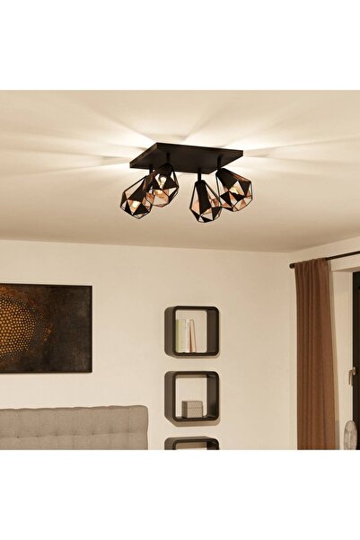 Eglo Plafonieră Carlton cu spoturi E 27, Negru/Cupru