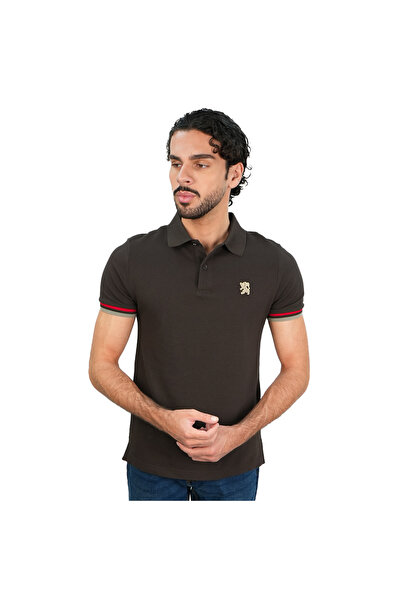 Giordano Men’s Cotton Slim Performance Polo with Small Lion Embroidery