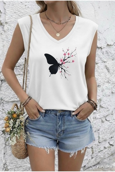 FUFLUNS ΓΥΝΑΙΚΕΙΟ ΑΜΑΝΙΚΟ ΜΠΛΟΥΖΑΚΙ OVERSIZE ΜΕ ΣΤΑΜΠΑ SAKURA FLOWER