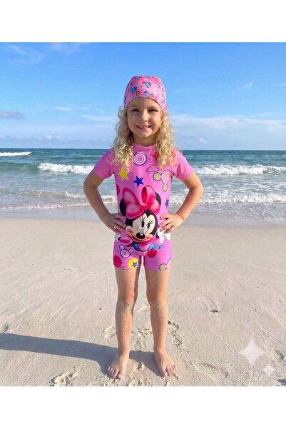 ues Costum de baie tip salopetă cu imprimeu cu personaje pentru fete 2