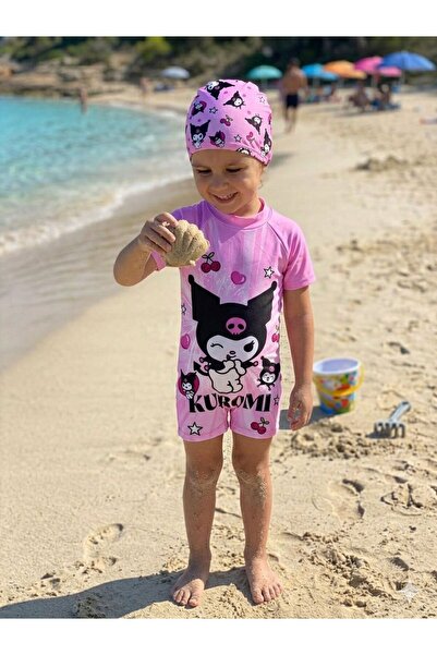 ues Costum de baie tip salopetă cu imprimeu cu personaje pentru fete 3