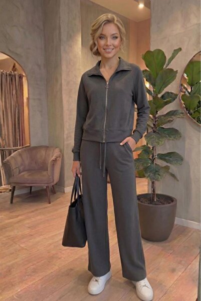 Betimoda Women's Modal Fabric Pocketed Stand Collar Zippered Long Sleeve Moda...