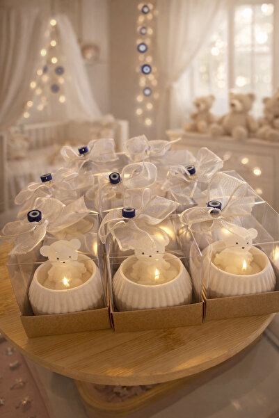 lune va.atelier Ayıcıklı Mum Hediyelik Kokusuz 15 Adet | Nazar Boncuklu Bebek...