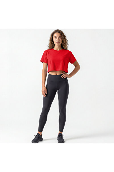 headwear Red Relaxed Fit Crop Top for Women – Essential Basic Tee