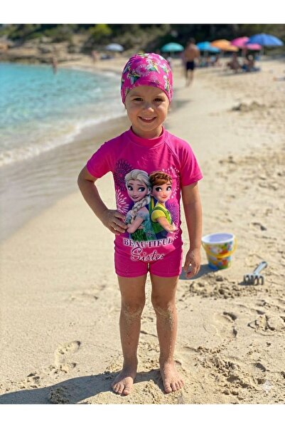 ues Costum de baie tip salopetă cu imprimeu cu personaje pentru fete 1